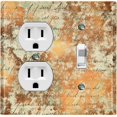 thumbnail image 1 of Metal Light Switch Plate Outlet Cover (Letter Autumn Copper Leaves Damask LET017), 1 of 13