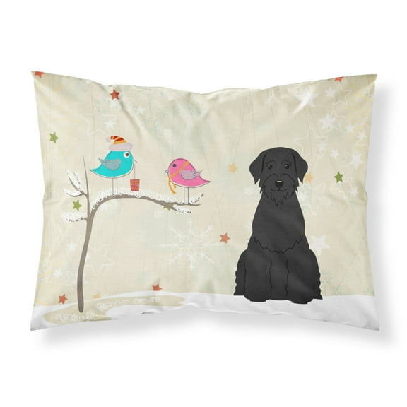 Christmas Presents between Friends Schnauzer - Giant Fabric Standard Pillowcase