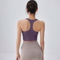 thumbnail image 2 of VISALY Womens Racerback Sport Bra Workout Tank Tops Sleeveless Seamless Athletic Yoga Tops with Built In Bra High Support Sports Bra Comfortable Running Athletic Gym Yoga Basic Tank Tops Purple S, 2 of 9