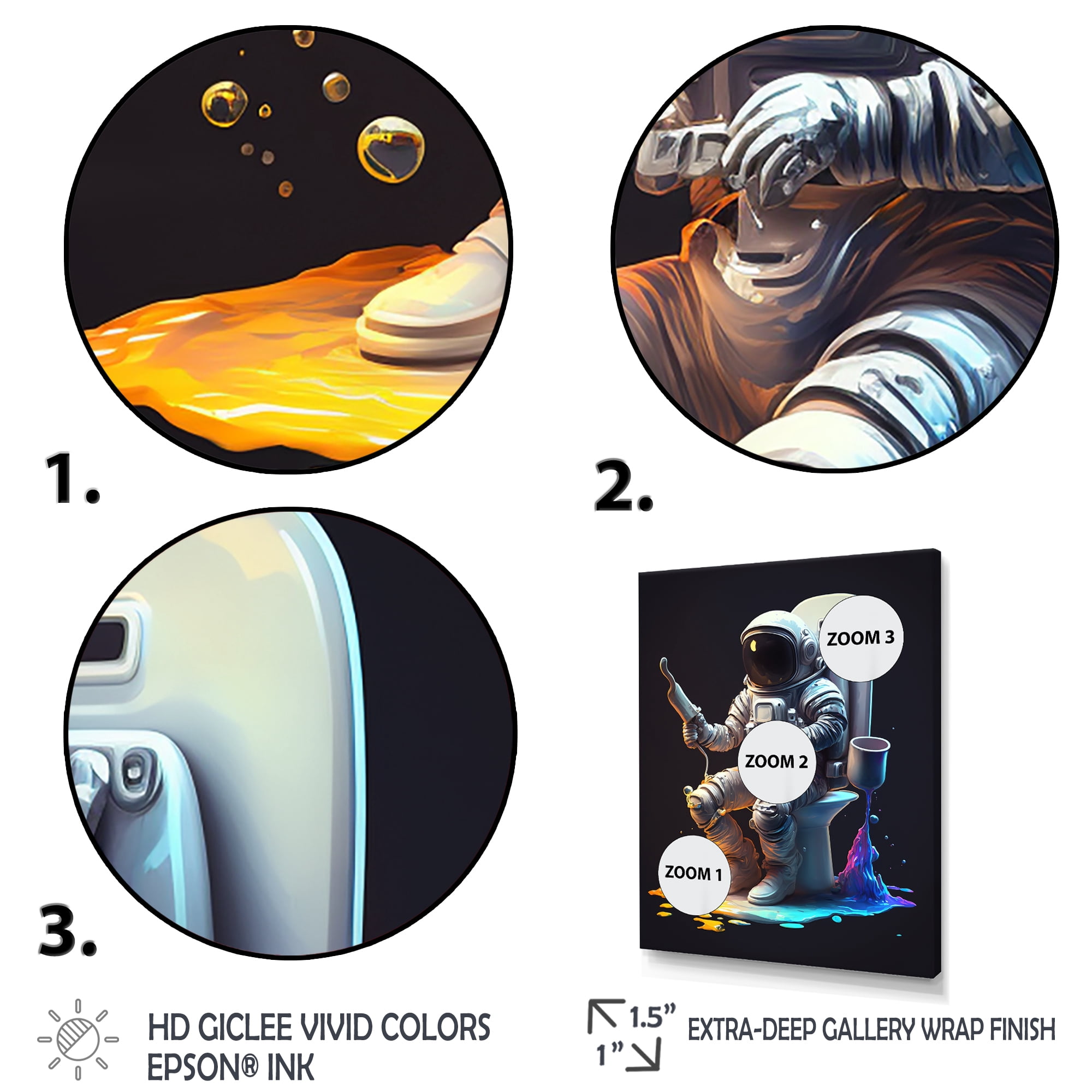 Designart Astronaut Sitting On The Toilet III Canvas Wall Art