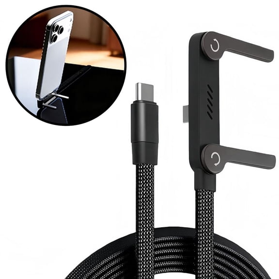 LeeiZy 2-in-1 Invisible Phone Stand & Charger Cable – 240W Fast Charging Cord with Holder, USB C