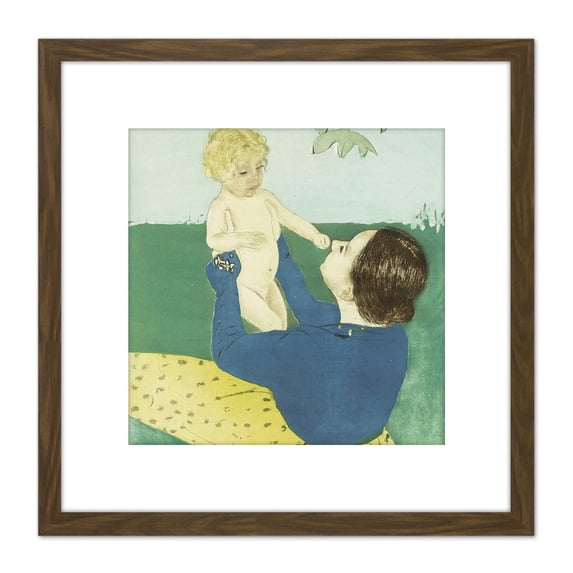 Cassatt Under The Horse Chestnut Painting 8X8 Inch Square Wooden Framed Wall Art Print Picture with Mount