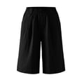 thumbnail image 6 of MLCDZ Women Loose Fit Knee Length Bermuda Shorts with Multiple Pockets Casual Wide Leg Loose Elastic Waist Workout Short Pants, 6 of 8