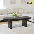 thumbnail image 2 of GZXS 47.24" Oval Coffee Table, Mid-Century Modern MDF Center Cocktail Table for Living Space or Home Decor, Easy Assembly, Black, 2 of 9