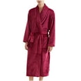thumbnail image 4 of ylioge Womens Mens Winter Bath Robes Long Sleeve Flannel Bathrobes with Pockets and Belt Couples Solid Thermal Warm Pajamas Open Front Fleece Robe, 4 of 8