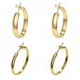 thumbnail image 2 of Wide Gold Plating Hoop Earrings for Women,Sterling Silver Hoop Earrings Large Hypoallergenic Lightweight 30/50mm 2 Pairs, 2 of 8