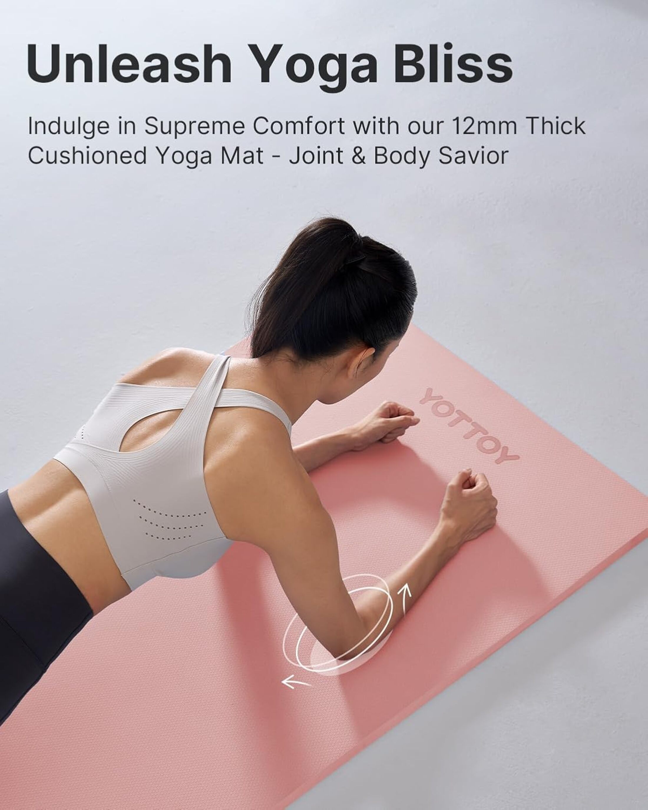Yottoy Extra Thick Yoga Mat 72x24 in, 12 mm TPE photo 3