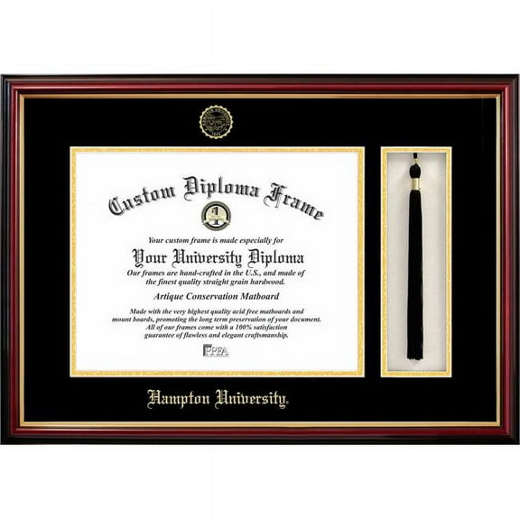 Campus Images VA990PMHGT-1411 11 x 14 in. Hampton University Tassel Box & Diploma Mahogany Frame