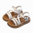 thumbnail image 4 of kpoplk Girls Sandals Open Toe Summer Flats Dress Sandals Shoes Fashion Cute Dress Sandals for Little Big Kids(White,11.5), 4 of 6