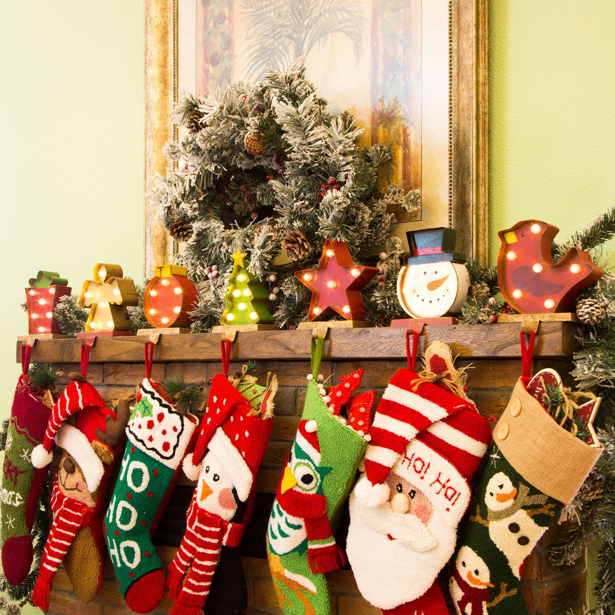 Glitzhome 7 48 H Battery Operated Christmas Marquee Led Angel Stocking Holder Walmart Com Walmart Com