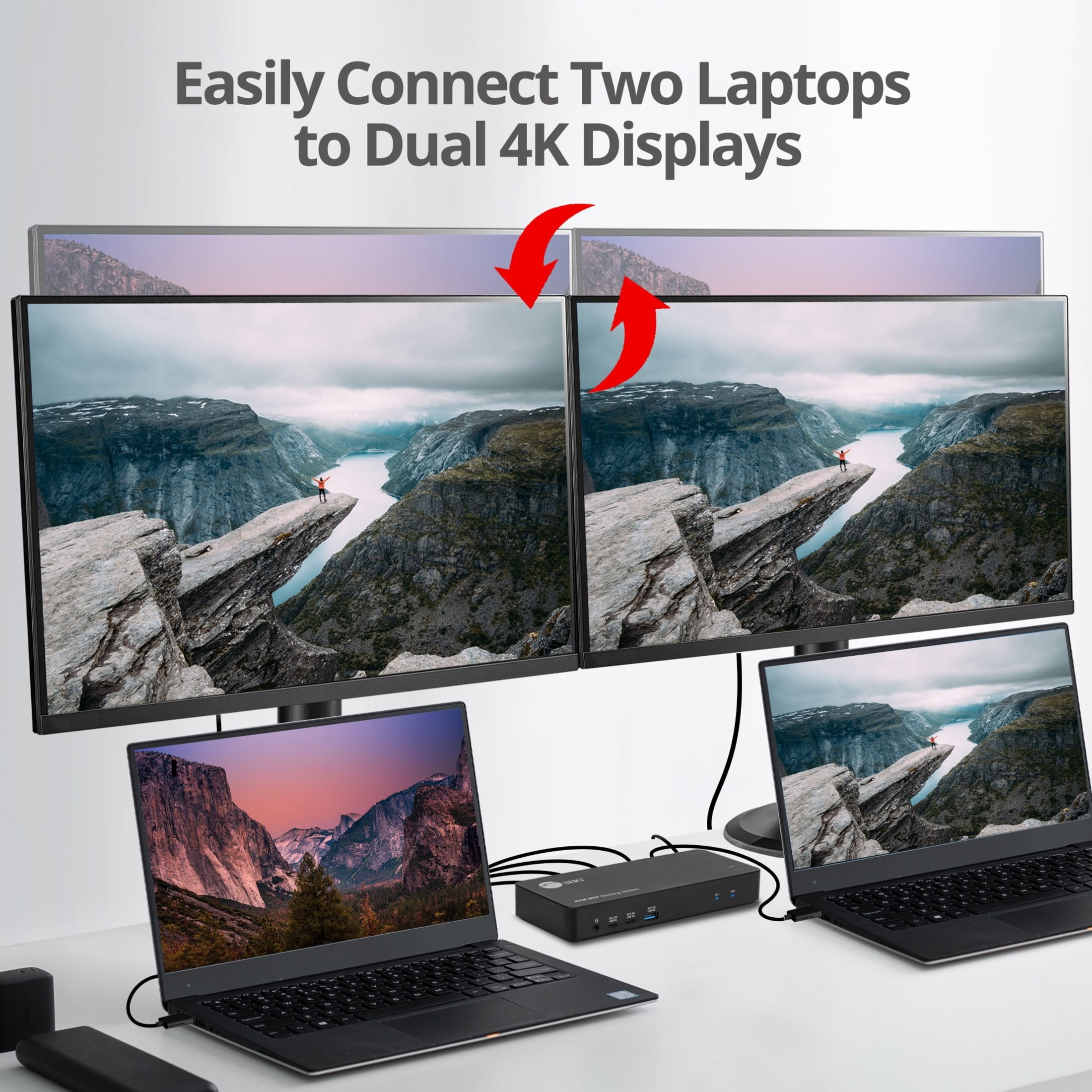 SIIG Dual Host USB-C KVM MST Docking Station - USB C Docking Station, Allows you to connect two laptops of Windows, Mac or Chromebook to up to dual 4K Displays with DisplayPort and HDMI, Dual Host,...