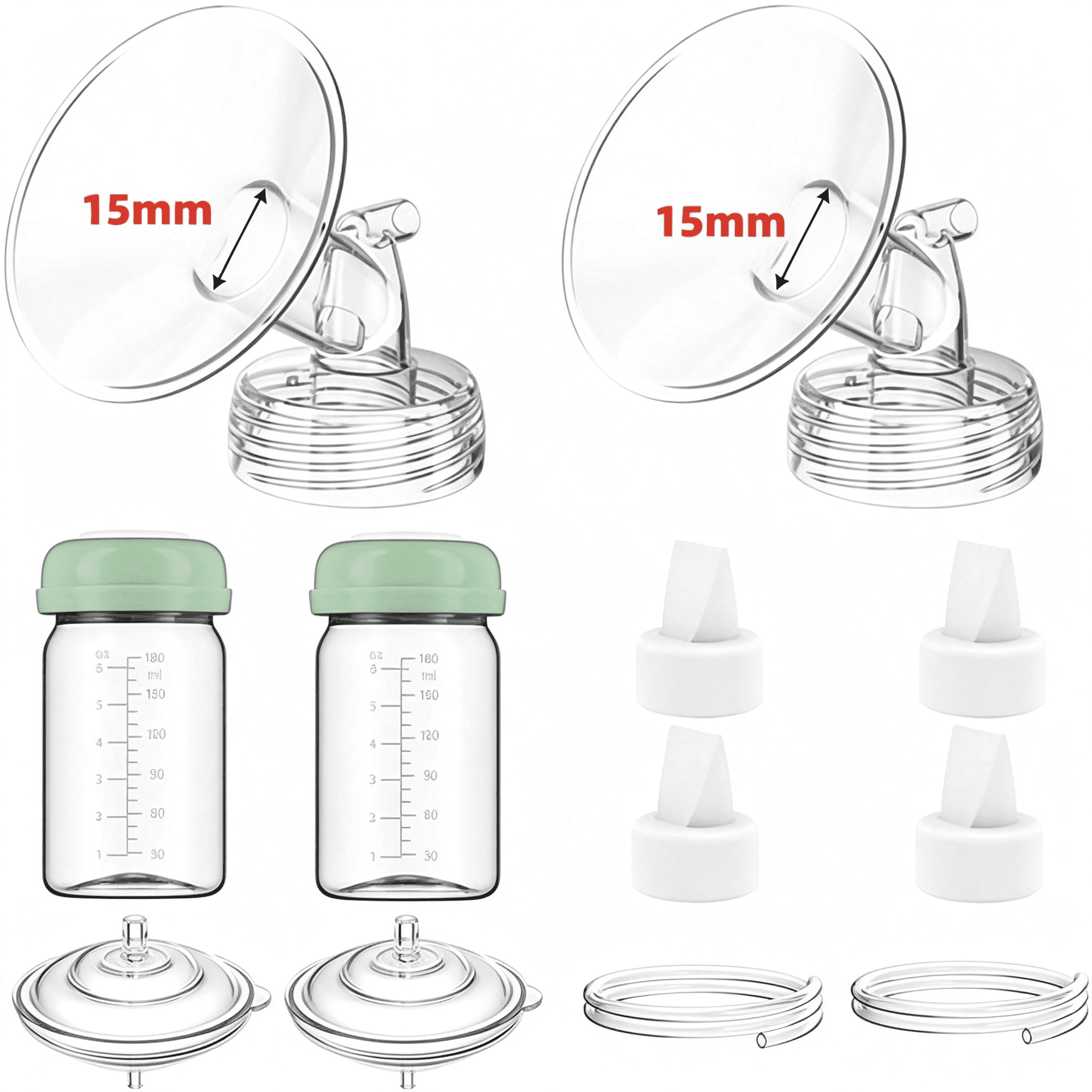 XIRQI 15Mm Pump Parts Compatible with S1 S2 9 Plus,Flange | Replacement Kit Lncludes Duckbill Valve,Tube,Backflow Protector Comfortable Fit 15Mm Flange