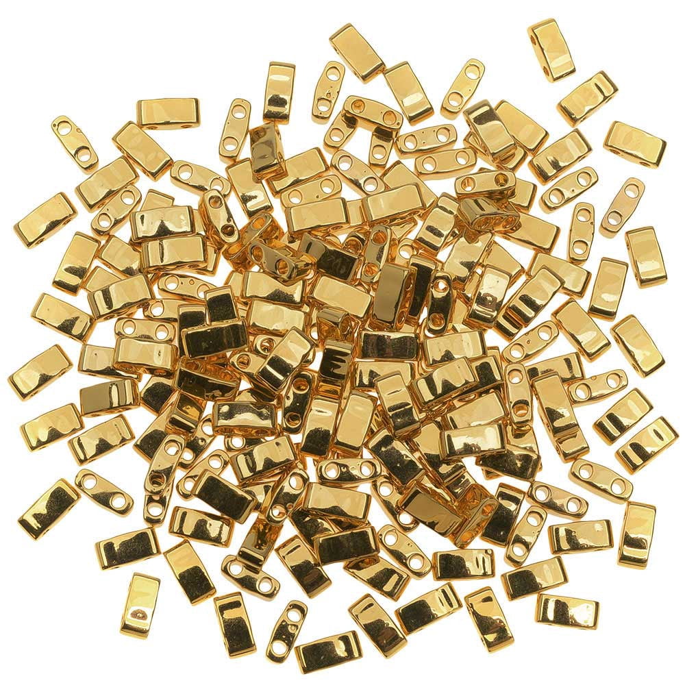 Miyuki Half Tila Beads 5mm – 24kt Gold Plated, Premium Japanese Glass Beads for Jewelry Making, Loom Work & Beading Designs