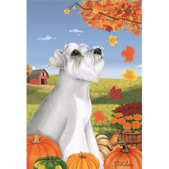 Best of Breed TP671401 Schnauzer Gray Uncropped Autumn Leaves Garden Flag