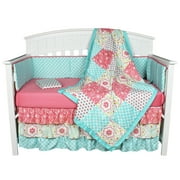 Gia Floral Coral/Aqua 4-In-1 Baby Girl Crib Bedding Set by ...
