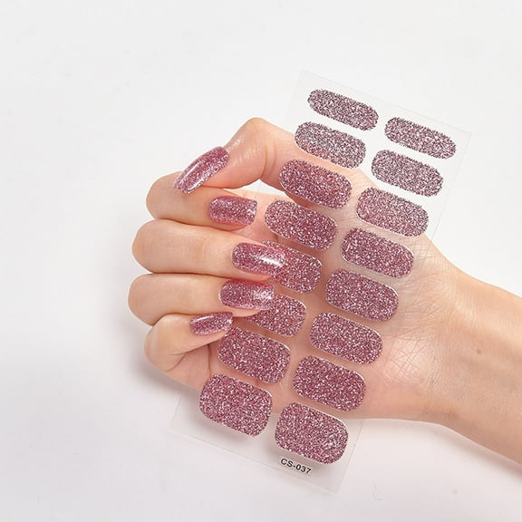 Gel Nail Strips,Nail Polish Stickers,Semi Cured Gel Nail Strips,16PCS Work Nails Trendy Coffee Colors,Office Chic & Professional,Quick and Easy Apply Nail Stickers Works with UV/LED(Purple C)