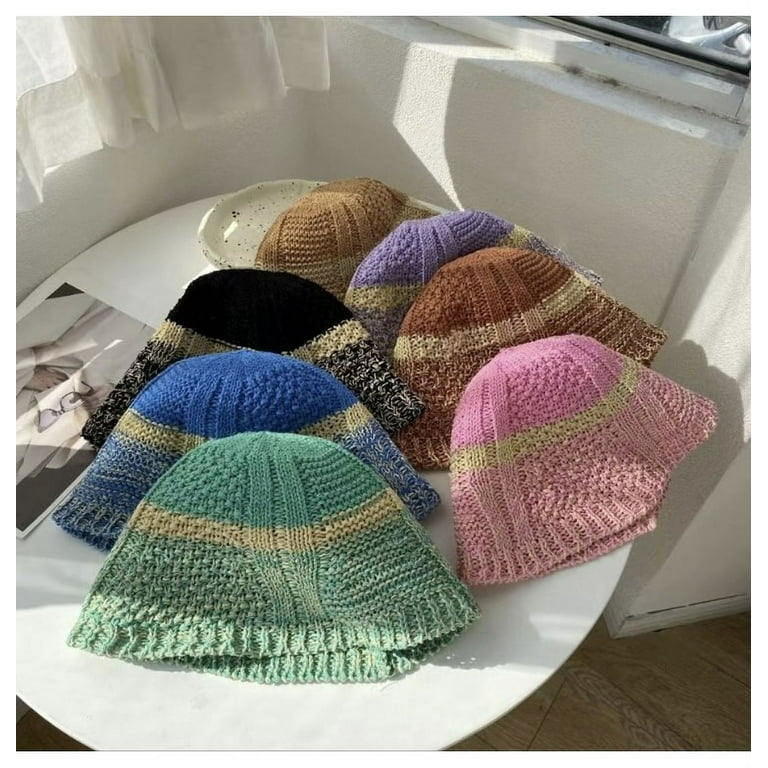 Original Design Handmade Weaving Flame Bucket Hat Women Spring Vintage Crochet  Hat Japanese Korea 2023 New Panama Fisherman Hat