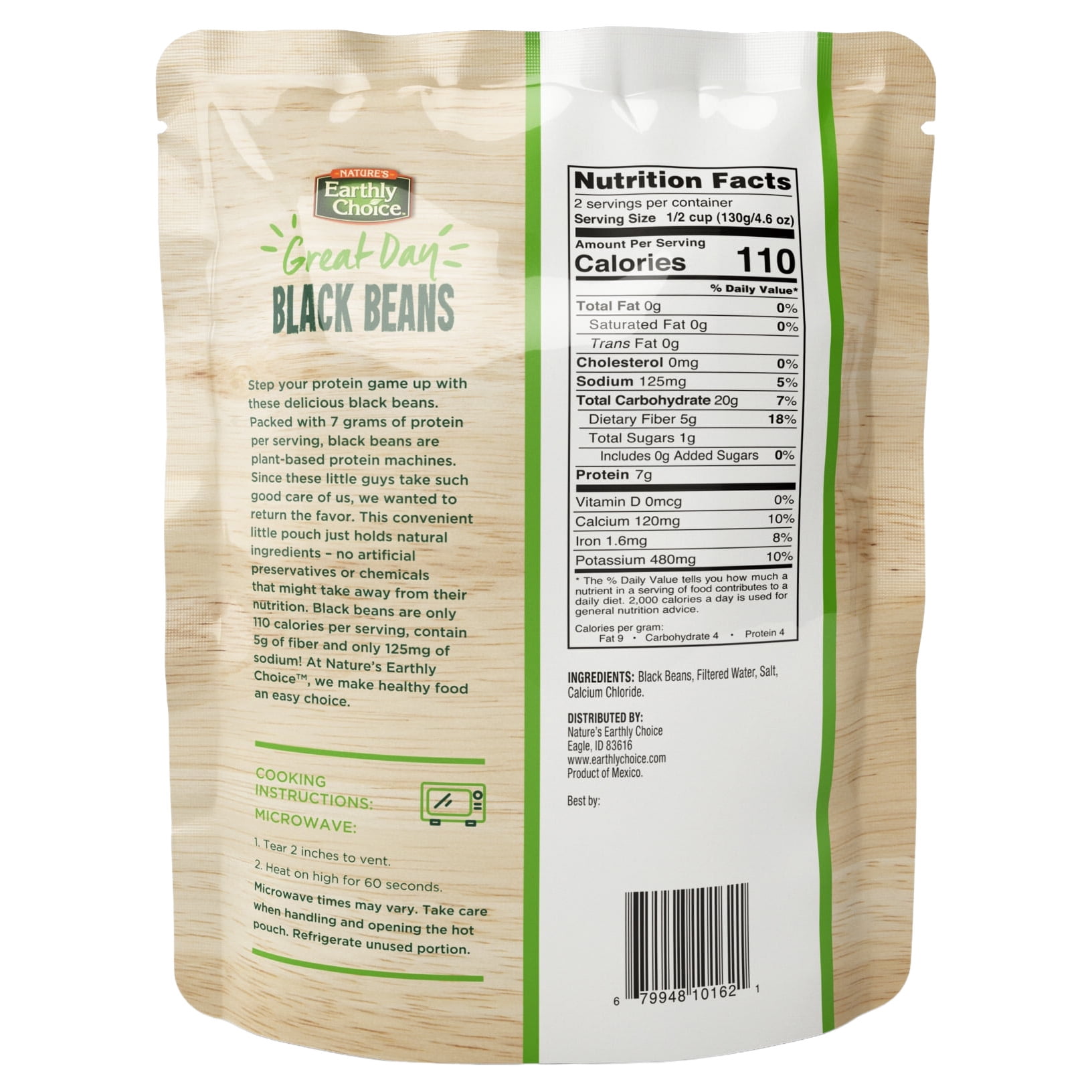 (3 pack) Nature's Earthly Choice Healthy Delicious Good Day Black Beans Bag Gluten Free, 10oz