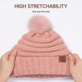 thumbnail image 4 of OZERO Women Winter Beanie Hat - Fleece Lined Knit Pom Pom Hat, Soft Stretchy Warm Ski Beanie for Cold Weather, One Size Fits Most(Pink）, 4 of 8