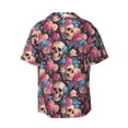 thumbnail image 2 of Fotbe Skull Blue Flower print Short Sleeve Button Down Shirts for Men Casual Summer Beach Wrinkle Free Shirt-X-Large, 2 of 7