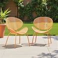 thumbnail image 2 of Tcbosik Outdoor Chairs Set of 2, Metal Armless Chair, Modern Accent Chair for Lawn, Garden, Backyard, Easy Assembly, Orange, 2 of 10