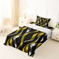 thumbnail image 3 of Manfei Gradient Stripes Twin Sheets, Shiny Abstract Lines Bedding, Gold, Black and Silver, Black Reversible 3-Piece1 Flat Sheet + 1 Fitted Sheet + 1 Pillowcase, 3 of 6