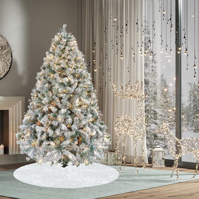 Falda para árbol de Navidad de 24 pulgadas con lentejuelas, falda para árbol de Navidad vintage, juego de faldas para árbol de Navidad, decoración para fiestas de Navidad, falda para árbol de
