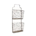 thumbnail image 2 of Contemporary Home Living 28.5" White and Brown 2 Tier Wall Hanging Organizer with Abstract Wire, 2 of 5