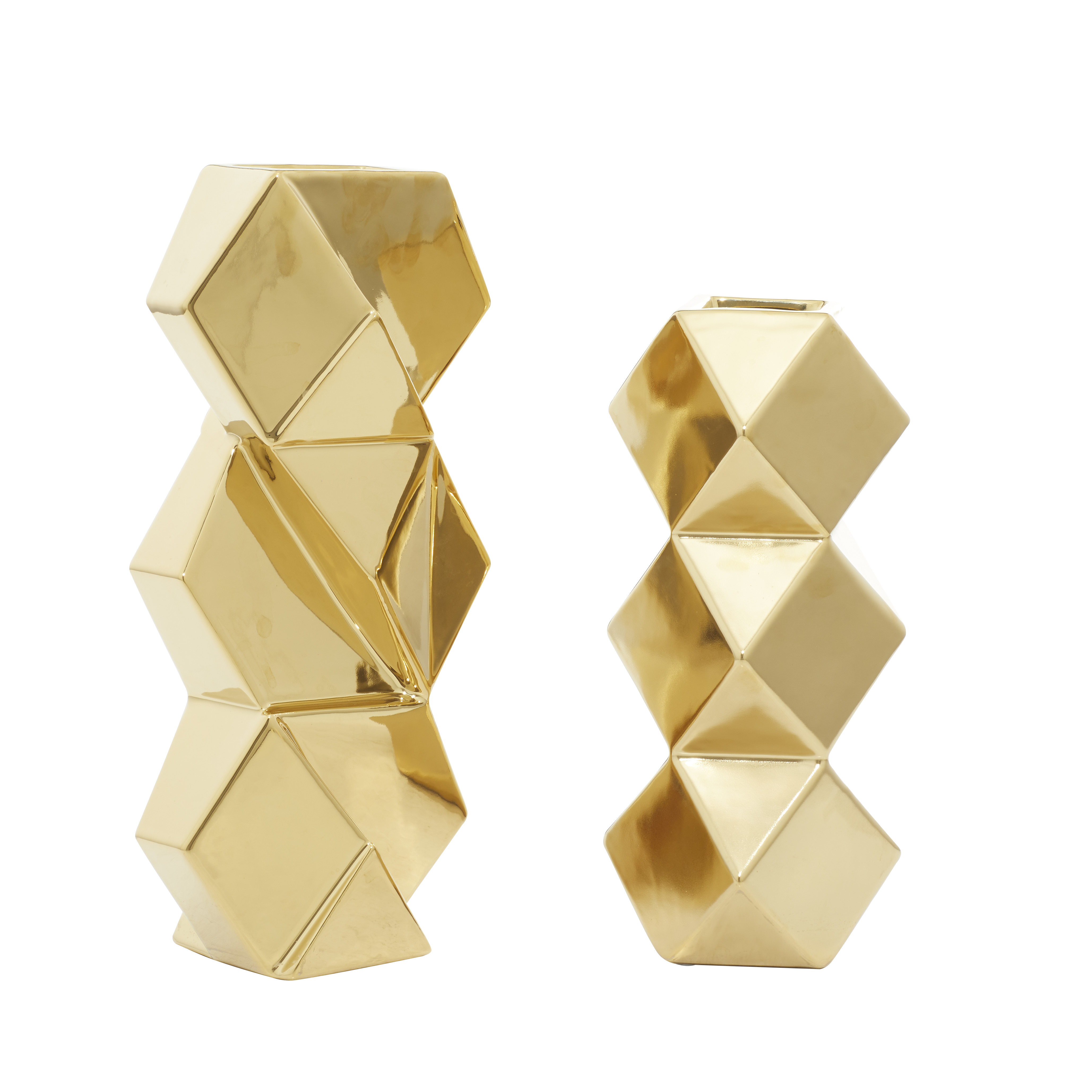 CosmoLiving by Cosmopolitan Gold Ceramic Contemporary Vase, 2 - Pieces ...