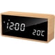 thumbnail image 2 of Reloj despertador digital de madera blanco con 3 configuraciones de alarma, despertador electrónico alimentado por USB con función de repetición y pantalla LED de hora y temperatura., 2 of 5