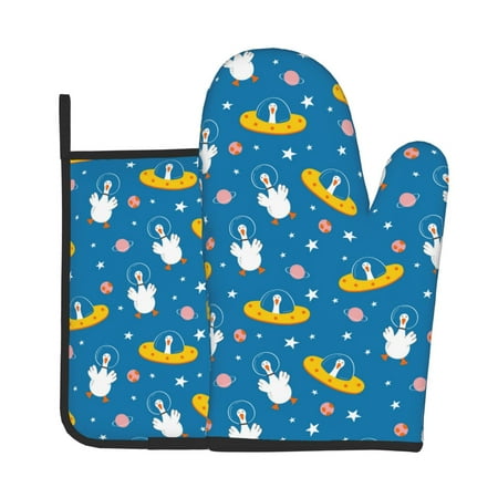 

Bingfone Cartoon Goose Print Oven Mitts Pot Holders Set 2 PCS for Kitchen for Cooking Grilling Baking BBQ Pot Holders Cook Essentials