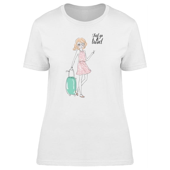 Just Go & Travel Tourist Girl T-Shirt Women -Image by Shutterstock, Female Large