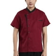 thumbnail image 2 of Linyer Chef Short Sleeve Breathable Breasted Cooking Clothes Catering Uniform Summer Bakery Unisex Workwear Restaurant Kitchen Red 4XL, 2 of 8