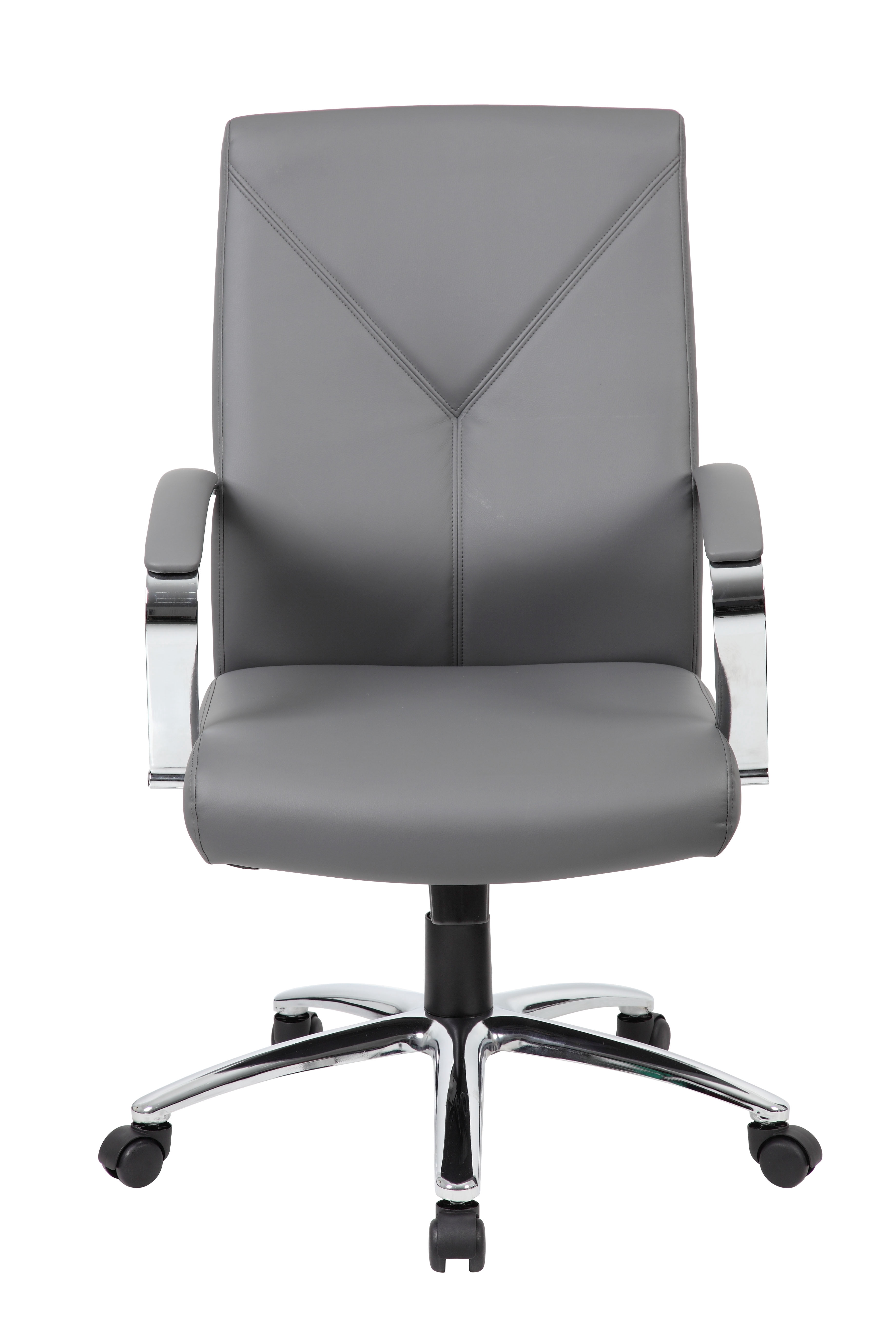 Boss Office Products LeatherPlus Home Office Adjustable Executive Chair with Casters, Grey