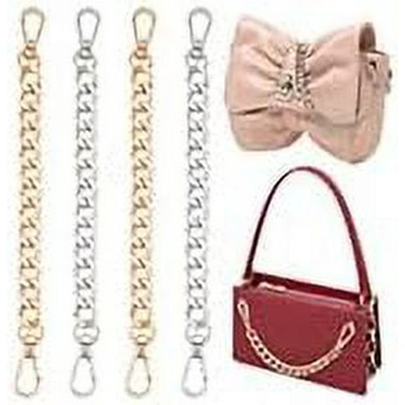 Purse Strap Extender 4 Pack 7.9 Inch Short Purse Chain Aluminum Handbag Strap Replacement with Alloy Swivel Clasps