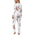 thumbnail image 5 of Anygrew Women's Pajama Sets 2 Piece Soft Lounge Outfits Pajamas for Women Long Sleeve Pleated Lounge Outfits and Long Pant With Pockets, 5 of 9