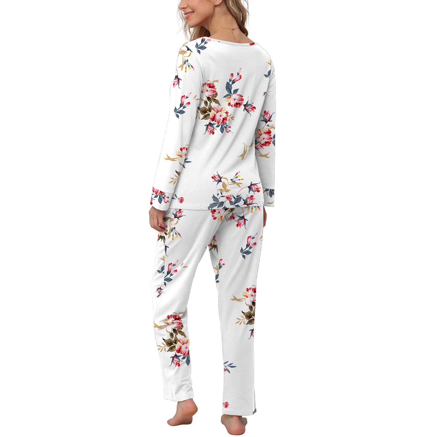 Anygrew Women's Long Sleeve Pajama Set with Wide Leg Pants photo 4