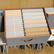 Glowvia 2-Pack Fabric Storage Bins with 4 Detachable Dividers and Handle - Foldable, Stackable Wardrobe Organizer
