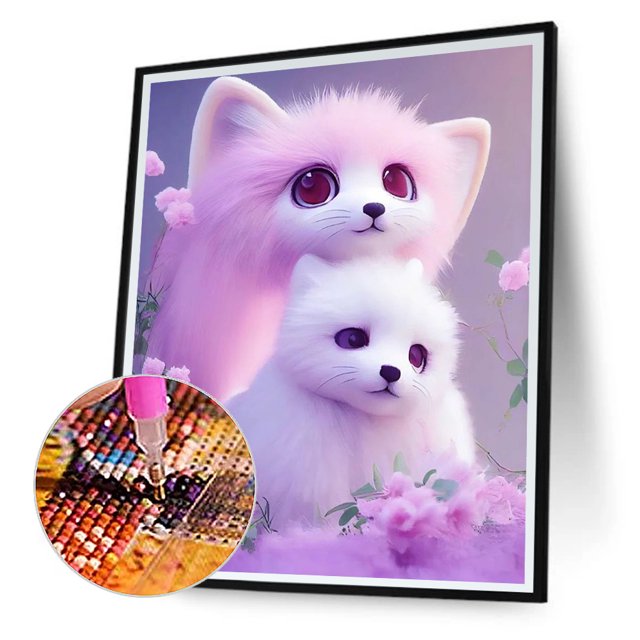 Cuadros Decorativos Lovely Pink Fox 5D DIY Diamond Painting Kits Full Round Drill Wall Decor (A6170) Tmvgtek embutido en tela