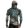 thumbnail image 2 of Men's UPF 50+ Sun Hoodie Long Sleeve Hooded Fishing Shirt Palm & Ocean Scenic Pullover Cooling Ice Silk Breathable Quick-Dry Moisture Wicking 4-Way Stretch for Commute Fishing Hiking Dark Green 3XL, 2 of 7