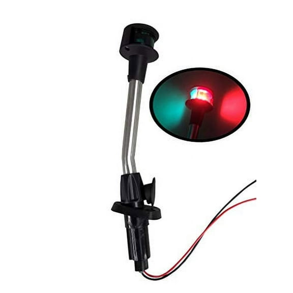 Pactrade Marine Navigation Red Green Angled Pole Bow LED Light 2-Prong Pole Base