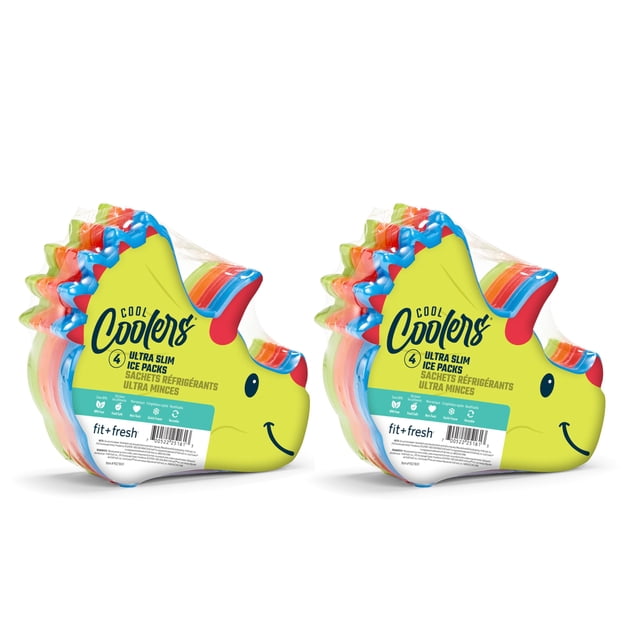 Paquetes de Hielo Fit & Fresh Cool Coolers para Lonchera Infantil 8 unidades Dino