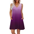 thumbnail image 2 of Vestido Corto para Mujeres Verano sin Mangas Cuello en V, Impresión de Moda con Bolsillos, Poliéster de Algodón Casual, 2 of 9