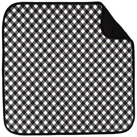 S T Reversible Microfiber Dish Drying Mat Black Gingham 16 X 18