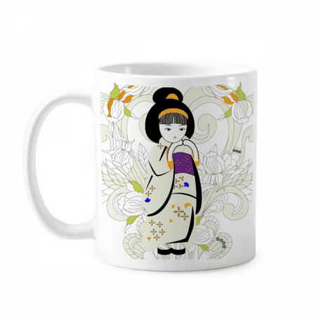 

Japan Kimono Girl Pattern Mug Pottery Cerac Coffee Porcelain Cup Tableware