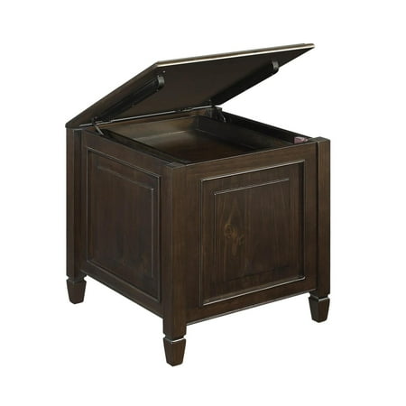 Simpli Home - Connaught End Side Table with Tray - Dark Chestnut Brown