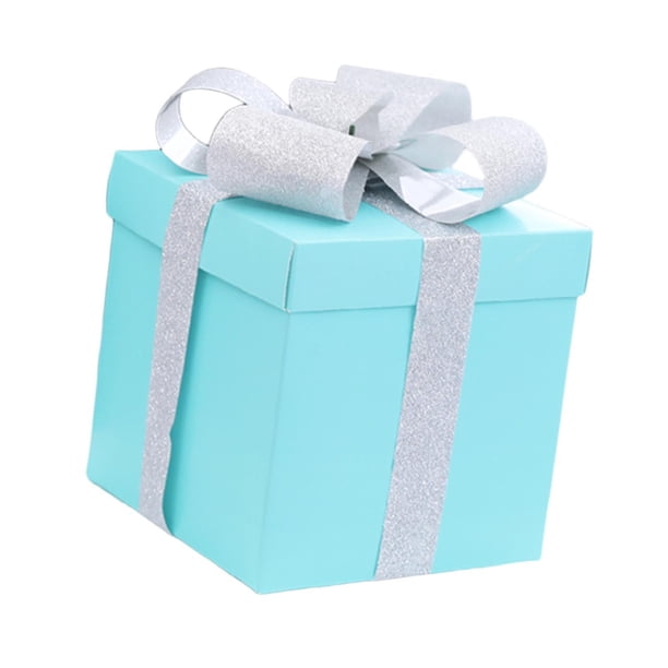 Caja de regalo de 7,87 x 7,87 x 7,87 pulgadas, ideal para fiestas, fácil de montar, cuadrada, con cinta para el Día de la Madre, graduación, boda. Azul