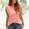 thumbnail image 2 of Vedolay Shirts for Women Womens Summer Tops Ruffle Sleeve Tshirts Shirts Crew Neck Casual Tunic Shirts,Pink XXL, 2 of 2