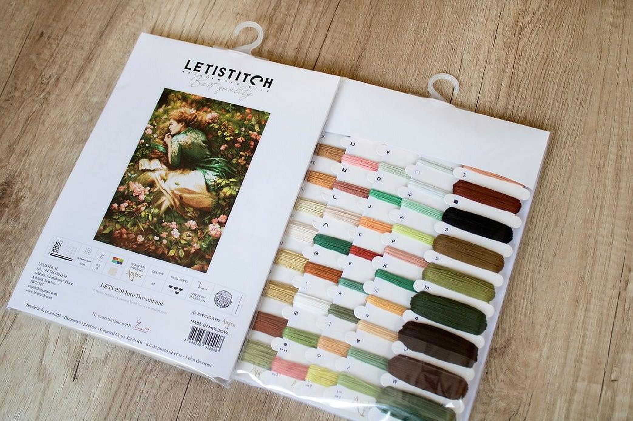 Counted Cross Stitch Kit Into Dreamland Leti959 By LetiStitch Green Flowers Canvas Cotton Girl Grass