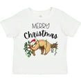thumbnail image 3 of Inktastic Merry Christmas Cute Sloth with Santa Hat and Lights Boys or Girls Toddler T-Shirt, 3 of 5